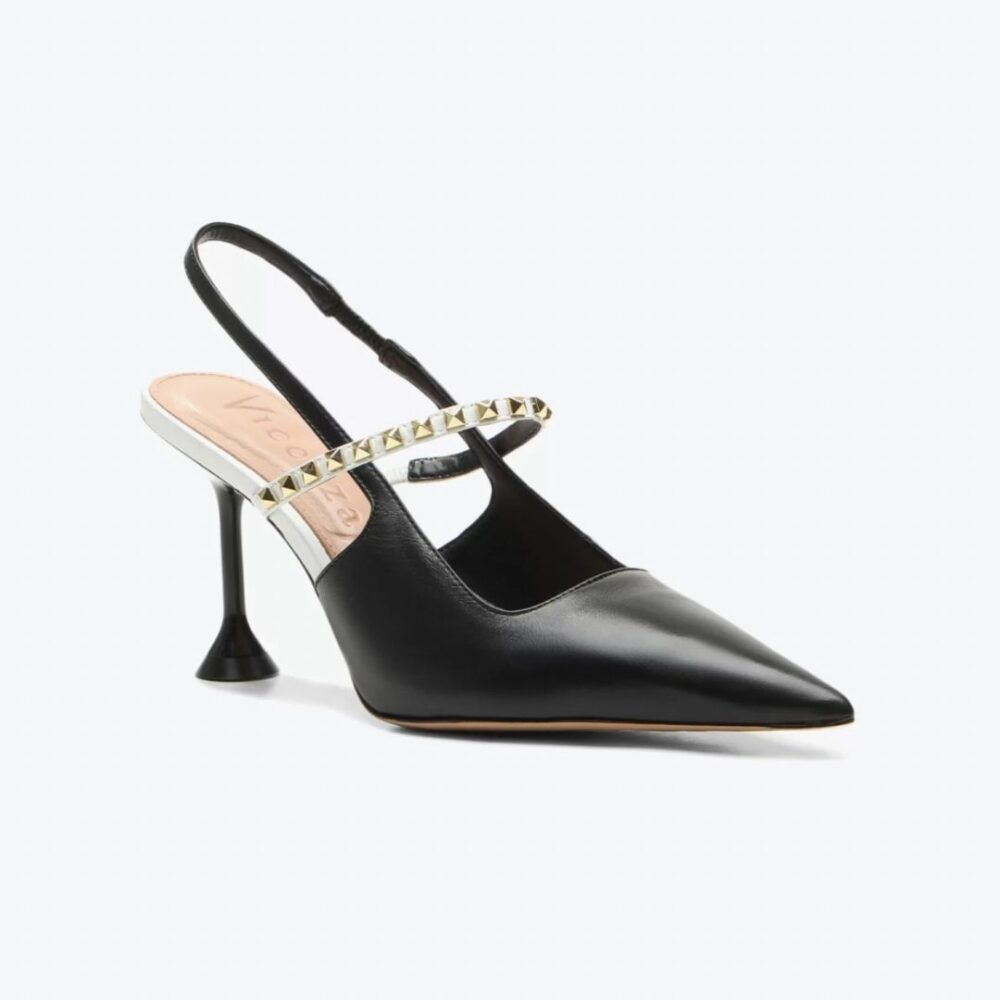 SAPATO FECHADO SALTO ALTO   COUROS/IND  MADRI PRETO/BRANCO