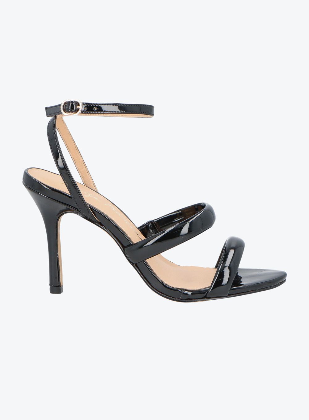 SANDÁLIA SALTO ALTO TIRAS MEIA CANA PRETO