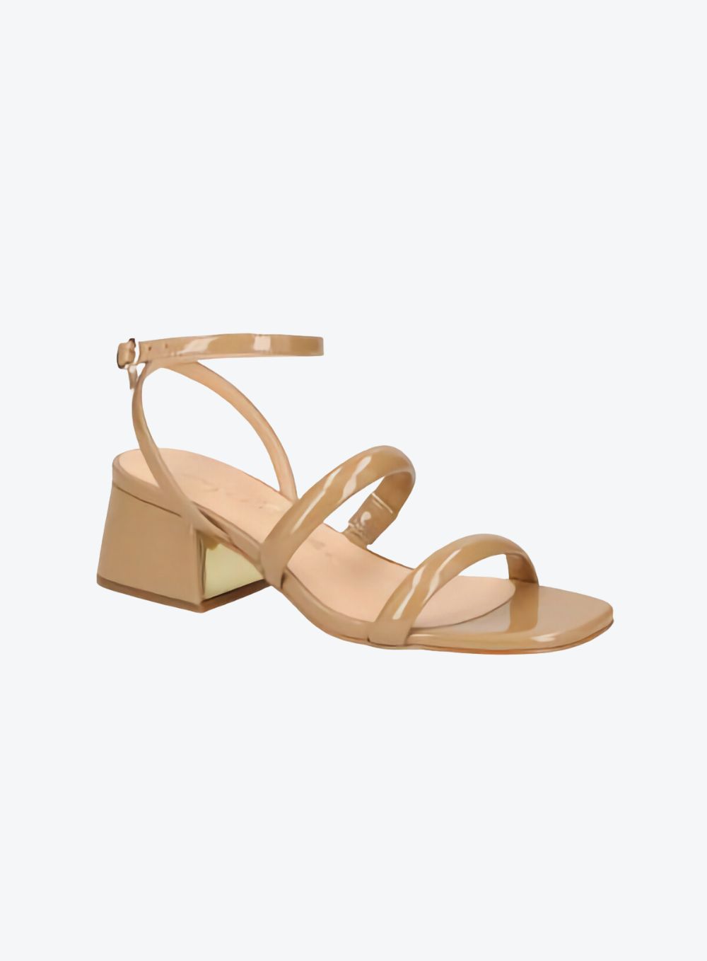 SANDÁLIA SALTO BLOCO MÉDIO TIRAS VERNIZ BLUSH