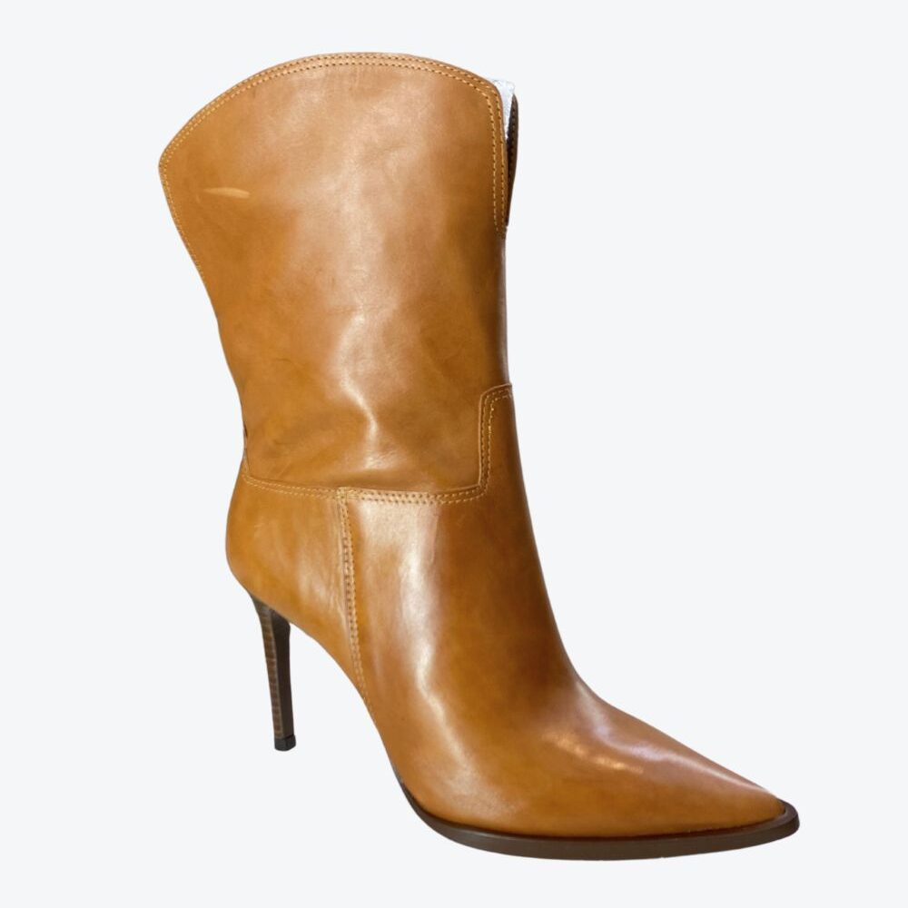bota salto alto marrom calf castanha